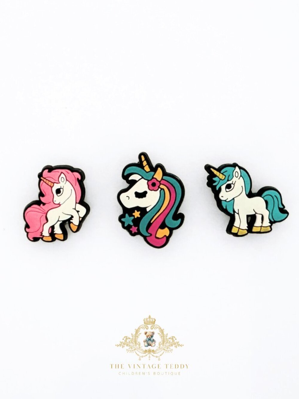 Pretty Kids Shoes Charms for Crocs Style Clogs Little Girls Unicorns Set of 3